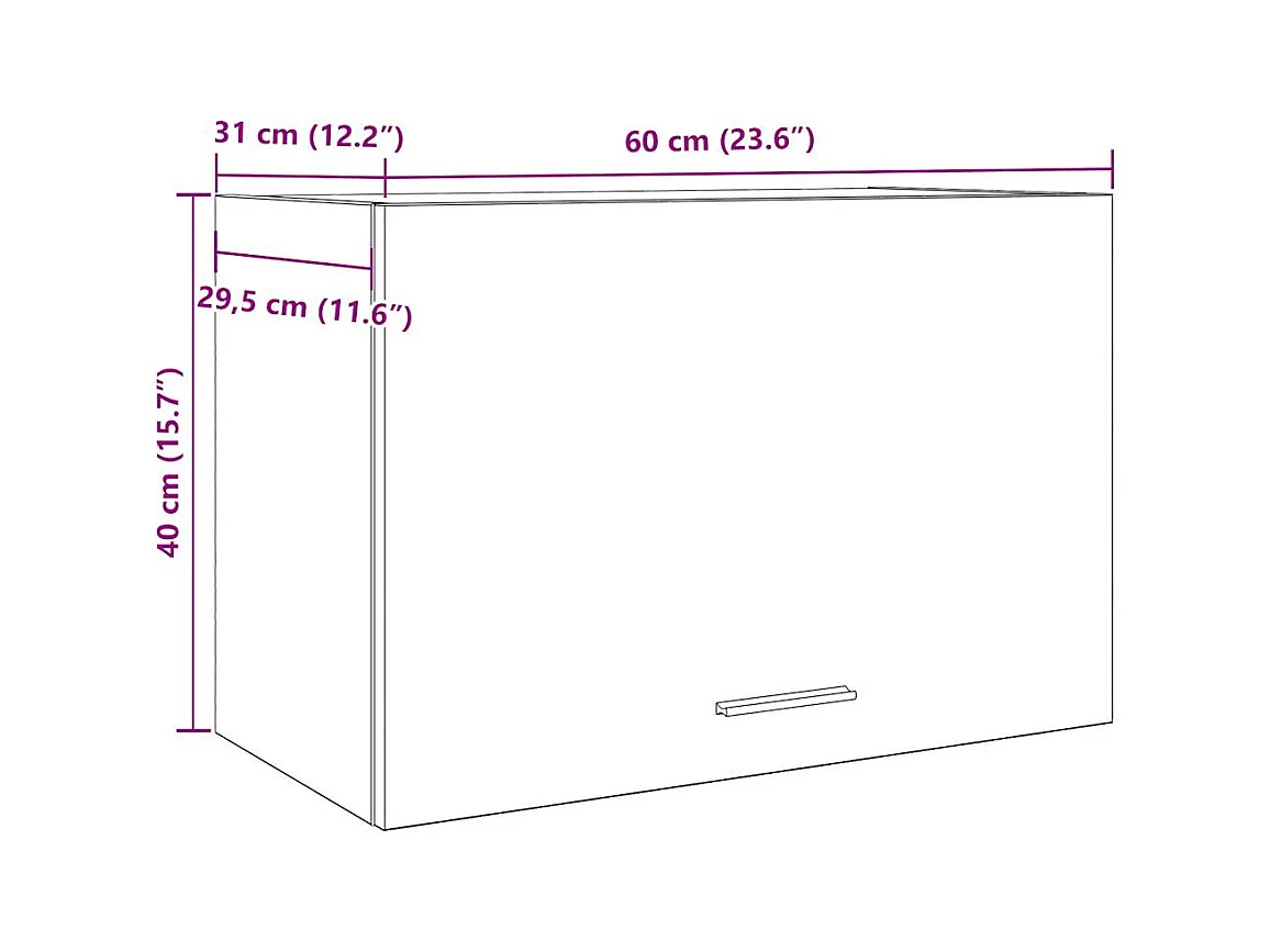 Mobiletto pensile "Lyon", legno vecchio, 60x31x40 cm