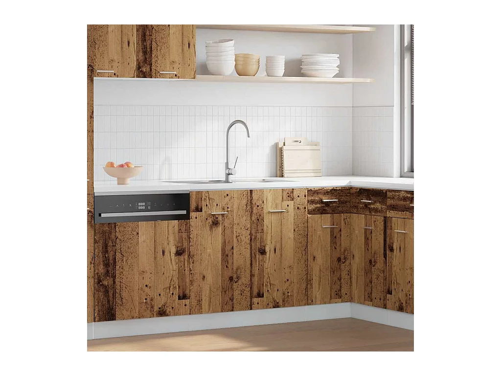 Armoire de plancher d'évier vieux bois 80x46x81,5 cm