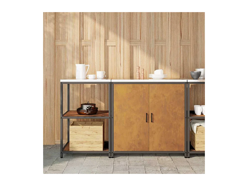 Ensemble de rangement cuisine 2 pcs Rouillé 150 x 50 x 92 cm