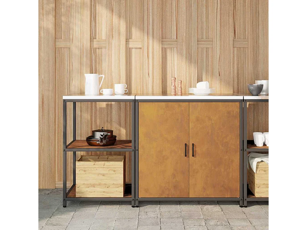 Ensemble de rangement cuisine 2 pcs Rouillé 150 x 50 x 92 cm