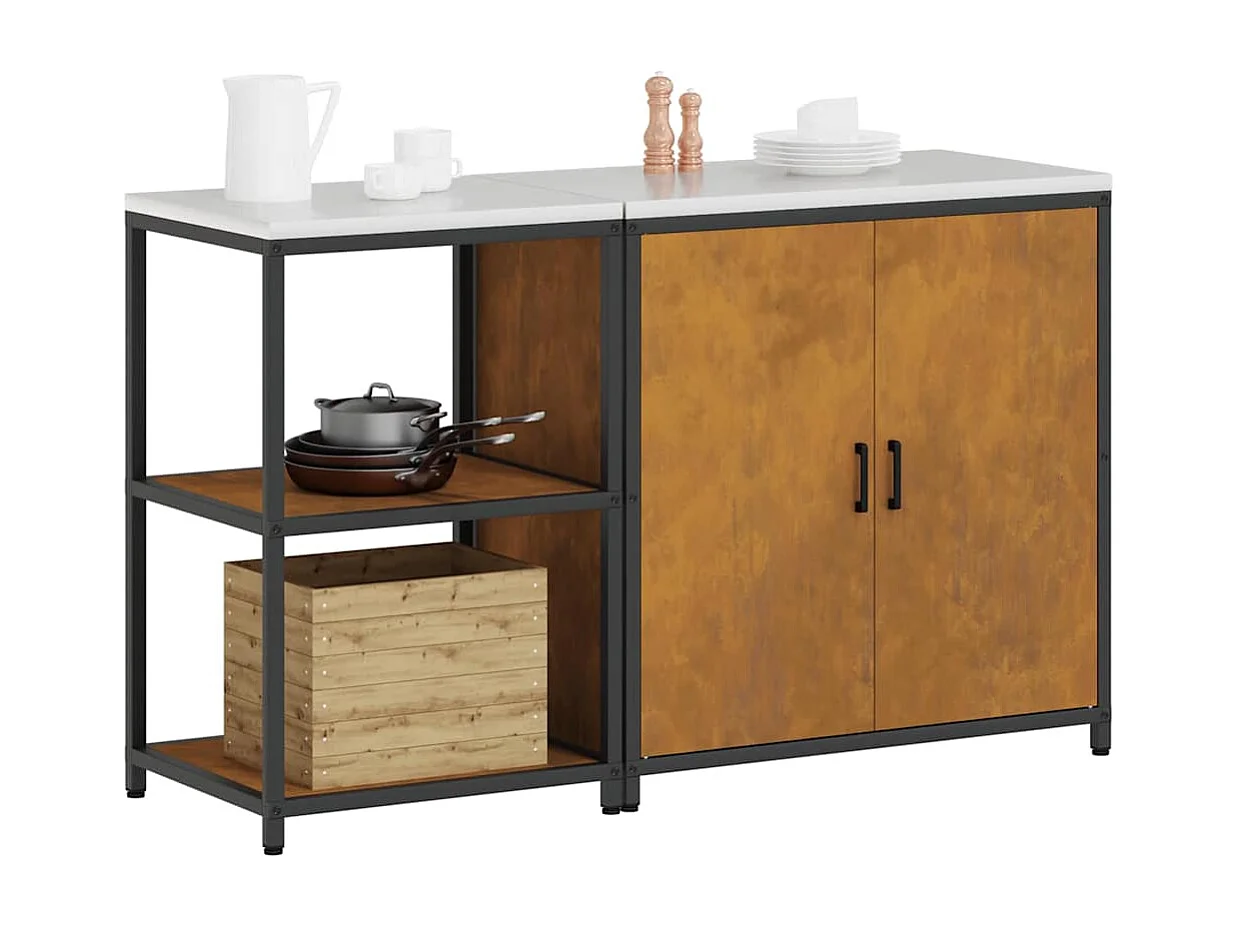 Ensemble de rangement cuisine 2 pcs Rouillé 150 x 50 x 92 cm