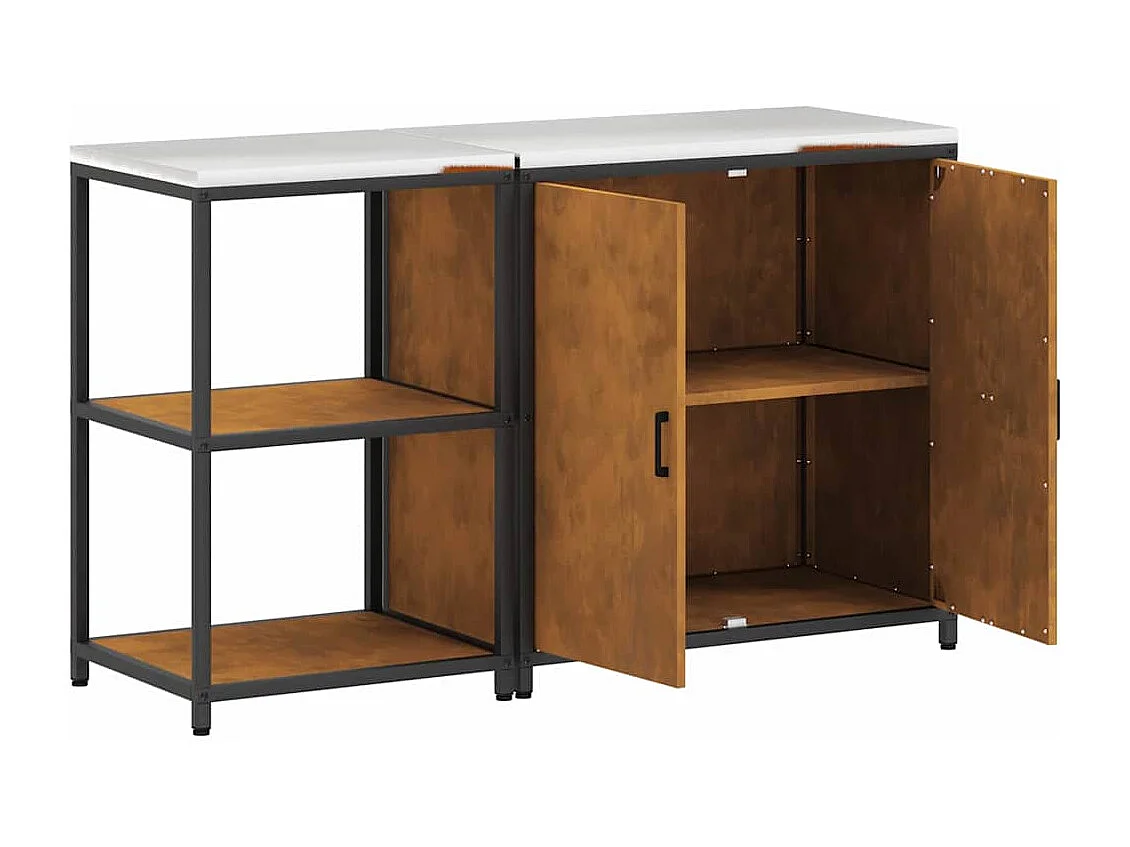 Ensemble de rangement cuisine 2 pcs Rouillé 150 x 50 x 92 cm