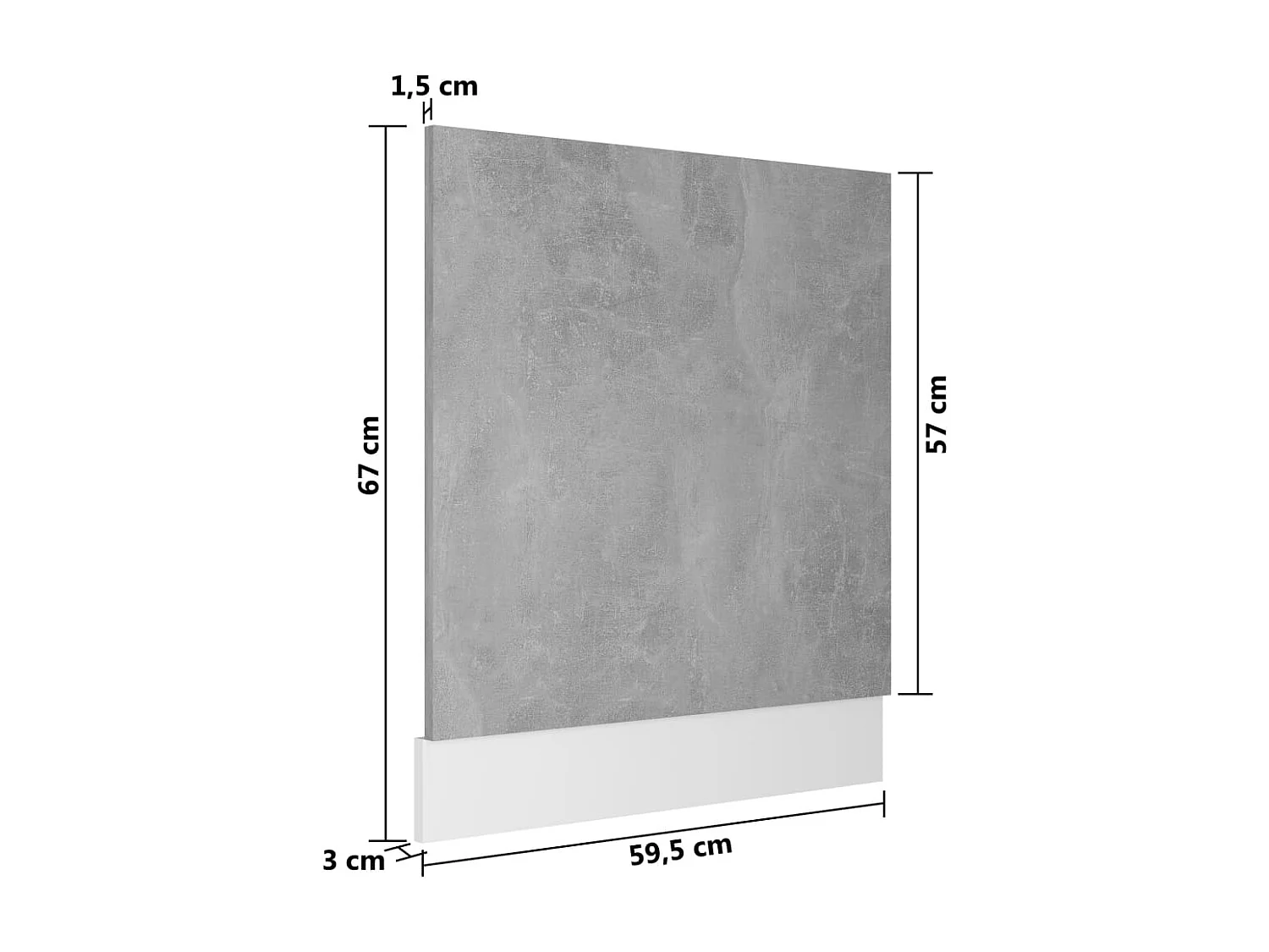Pannello lavastoviglie in legno ingegnerizzato grigio cemento
