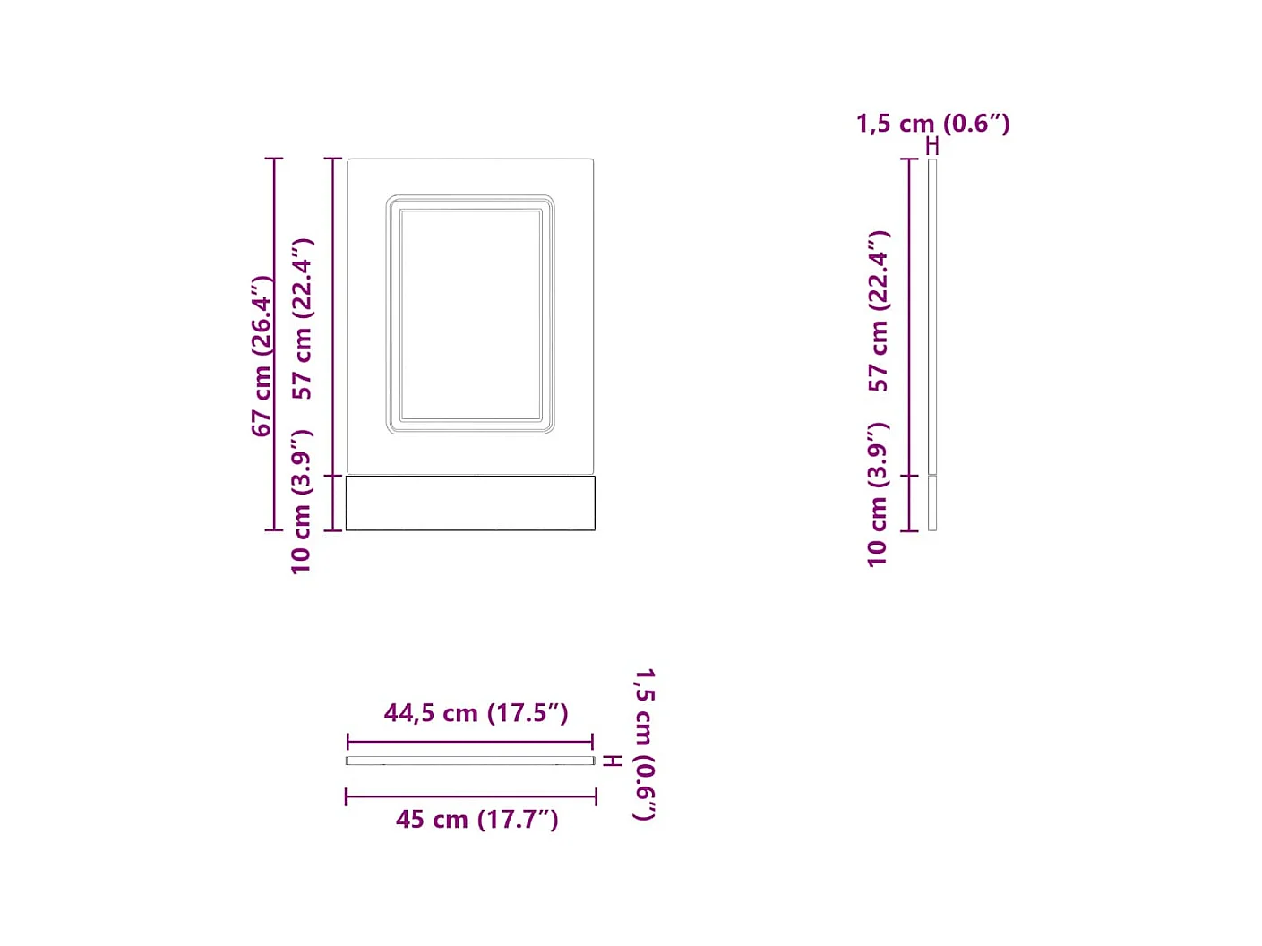 Pannello lavastoviglie nero 45x1,5x67 cm