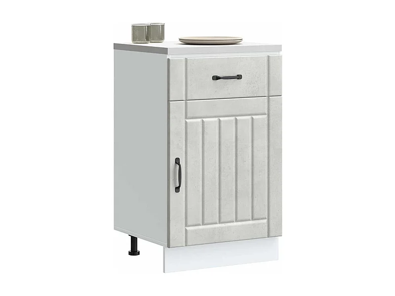 Armoire de cuisine gris béton bois ingénierie