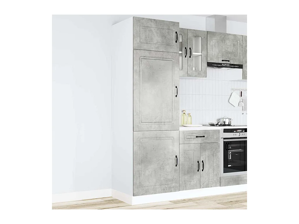 Armoire de cuisine gris béton bois d'ingénierie