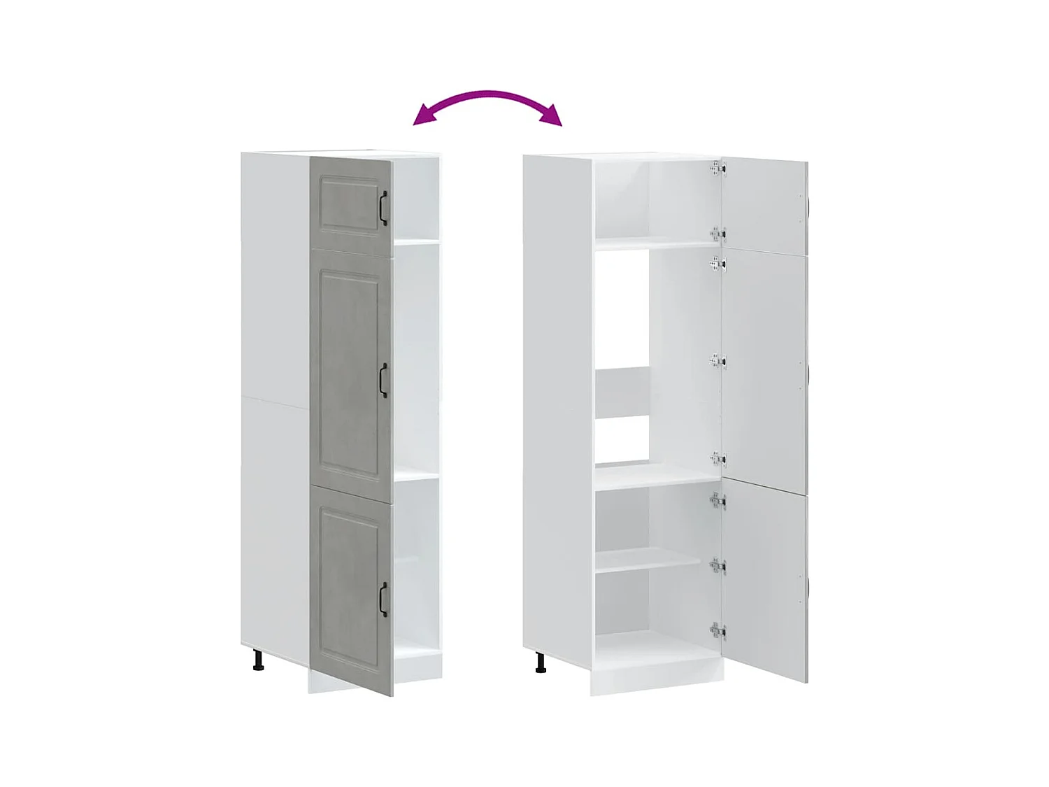 Armoire de cuisine gris béton bois d'ingénierie