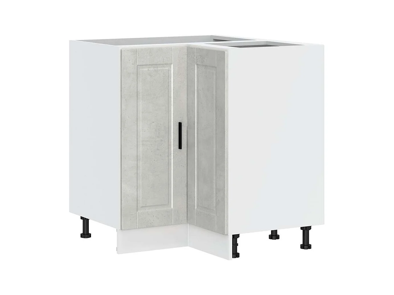 Armoire d'angle de cuisine gris béton bois d'ingénierie