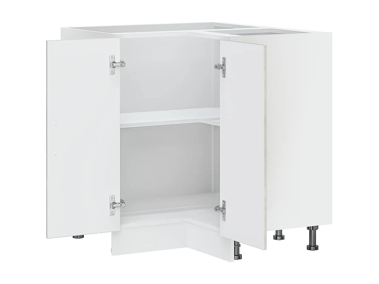 Armoire d'angle de cuisine gris béton bois d'ingénierie