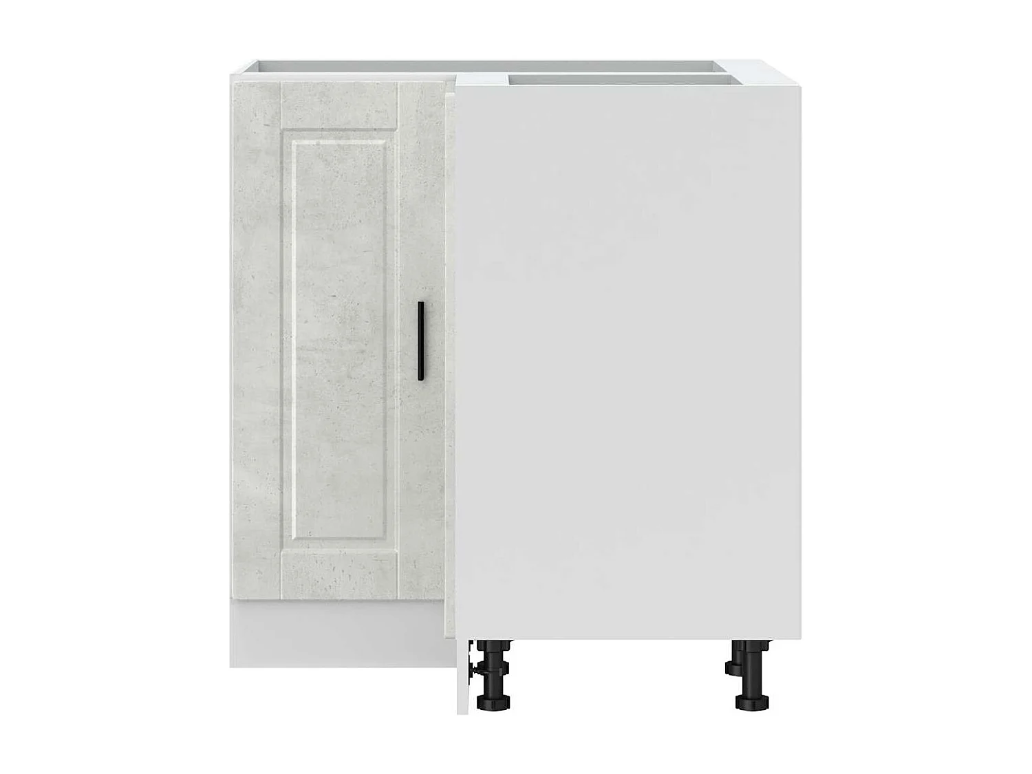 betongrijs bewerkte houten keukenhoekkast