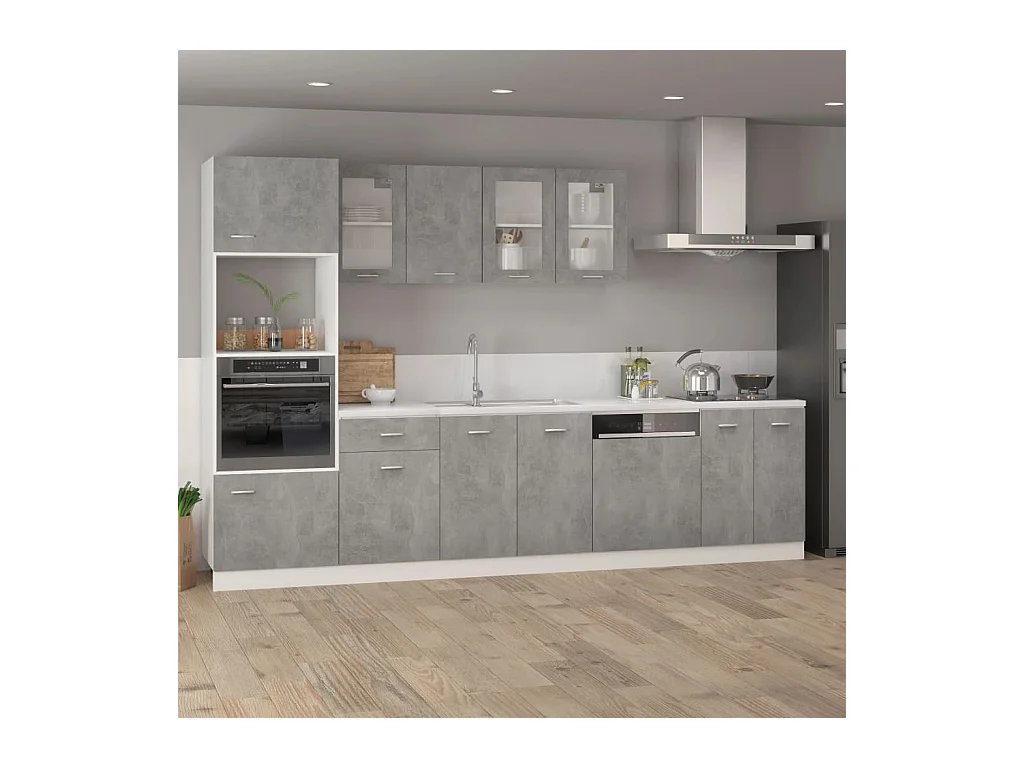 Mobiletto da pavimento in legno ingegnerizzato grigio cemento