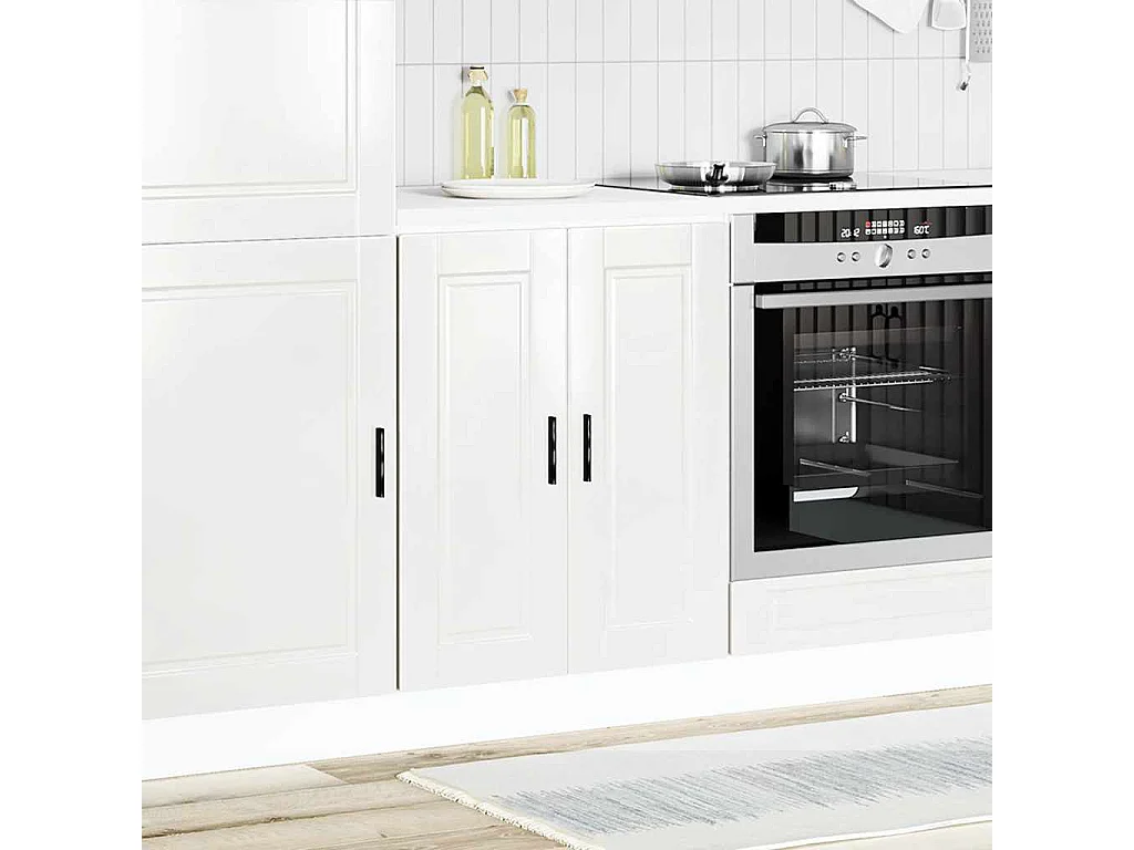 witte hoogglans bewerkte houten keukenkast