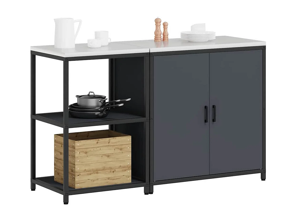 Ensemble de rangement cuisine 2 pcs Anthracite 150 x 50 x 92 cm