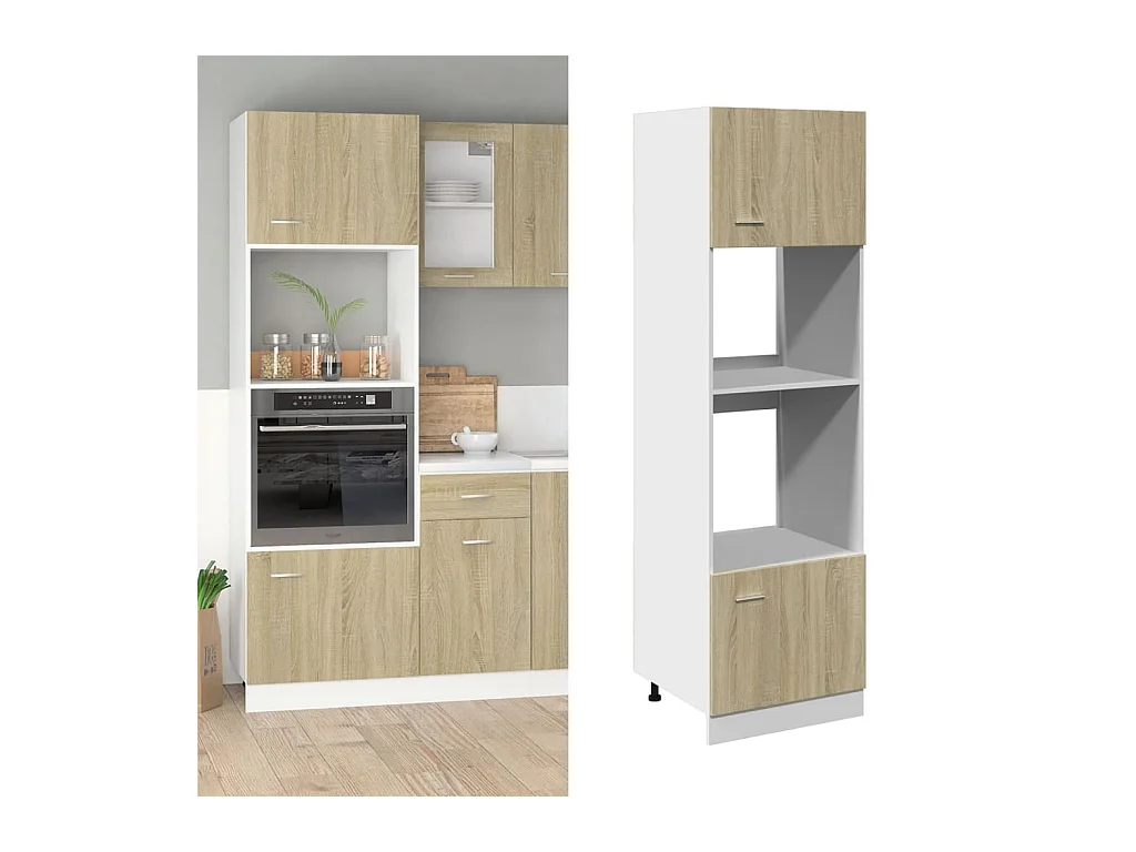 Mueble microondas roble Sonoma 60x57x207 cm