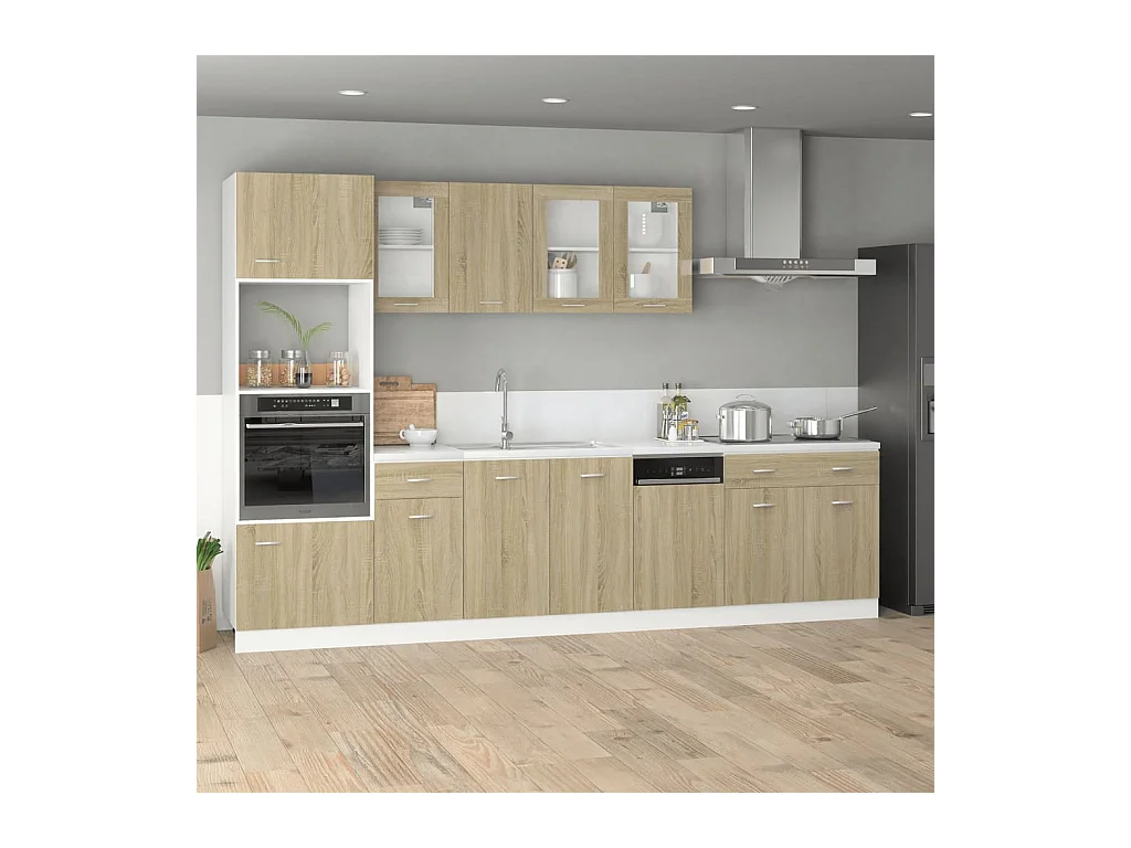 Mueble microondas roble Sonoma 60x57x207 cm