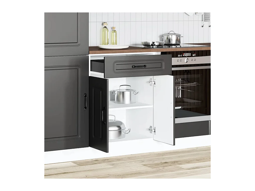 Mobile da cucina in legno ingegnerizzato nero