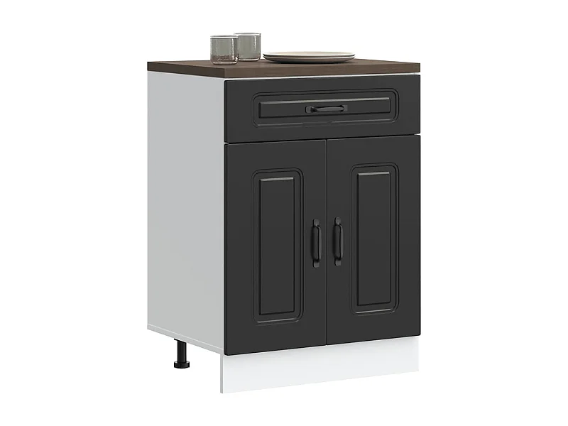 Gabinete de cocina de madera de ingeniería negra