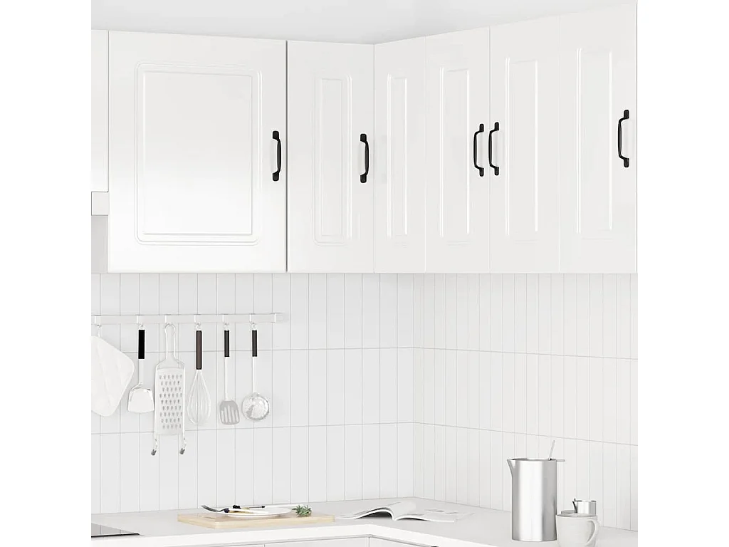 Armoire murale d'angle de cuisine blanc brillant