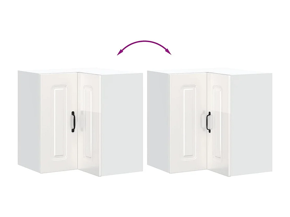 Armoire murale d'angle de cuisine blanc brillant