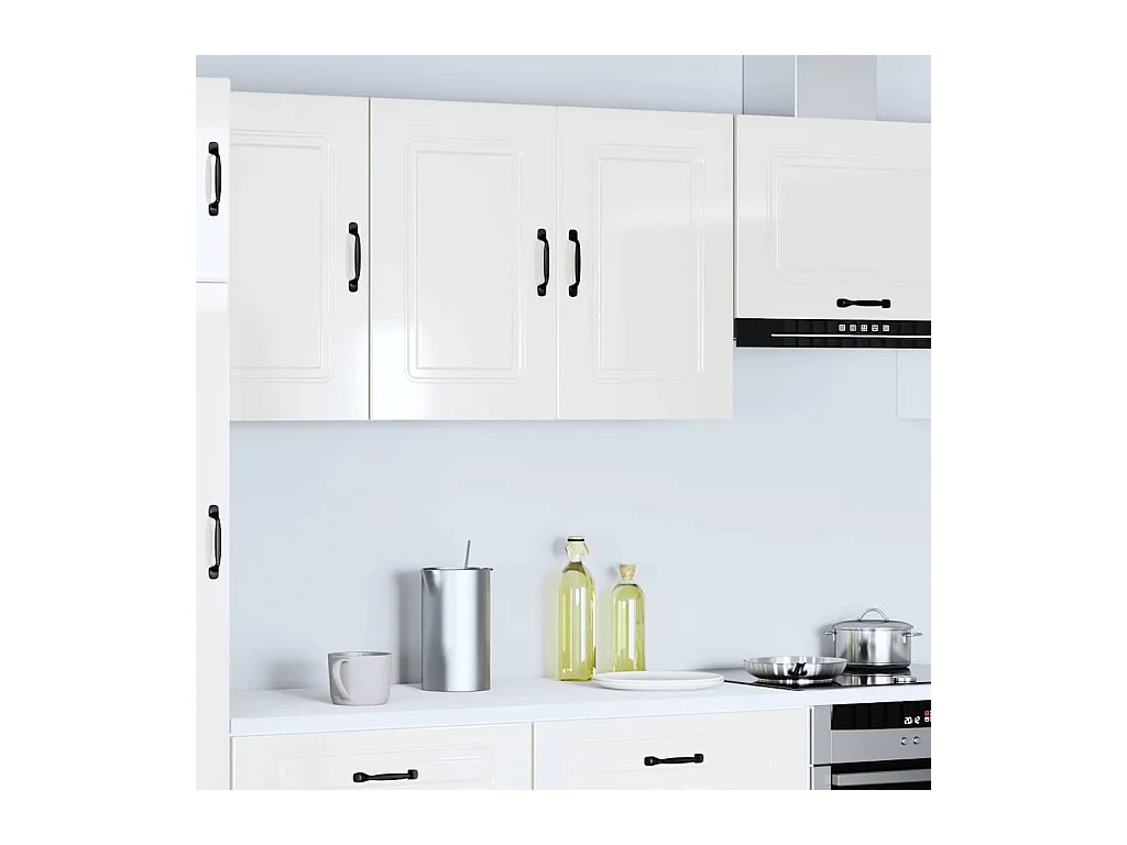 Armoire murale de cuisine blanc brillant bois ingénierie