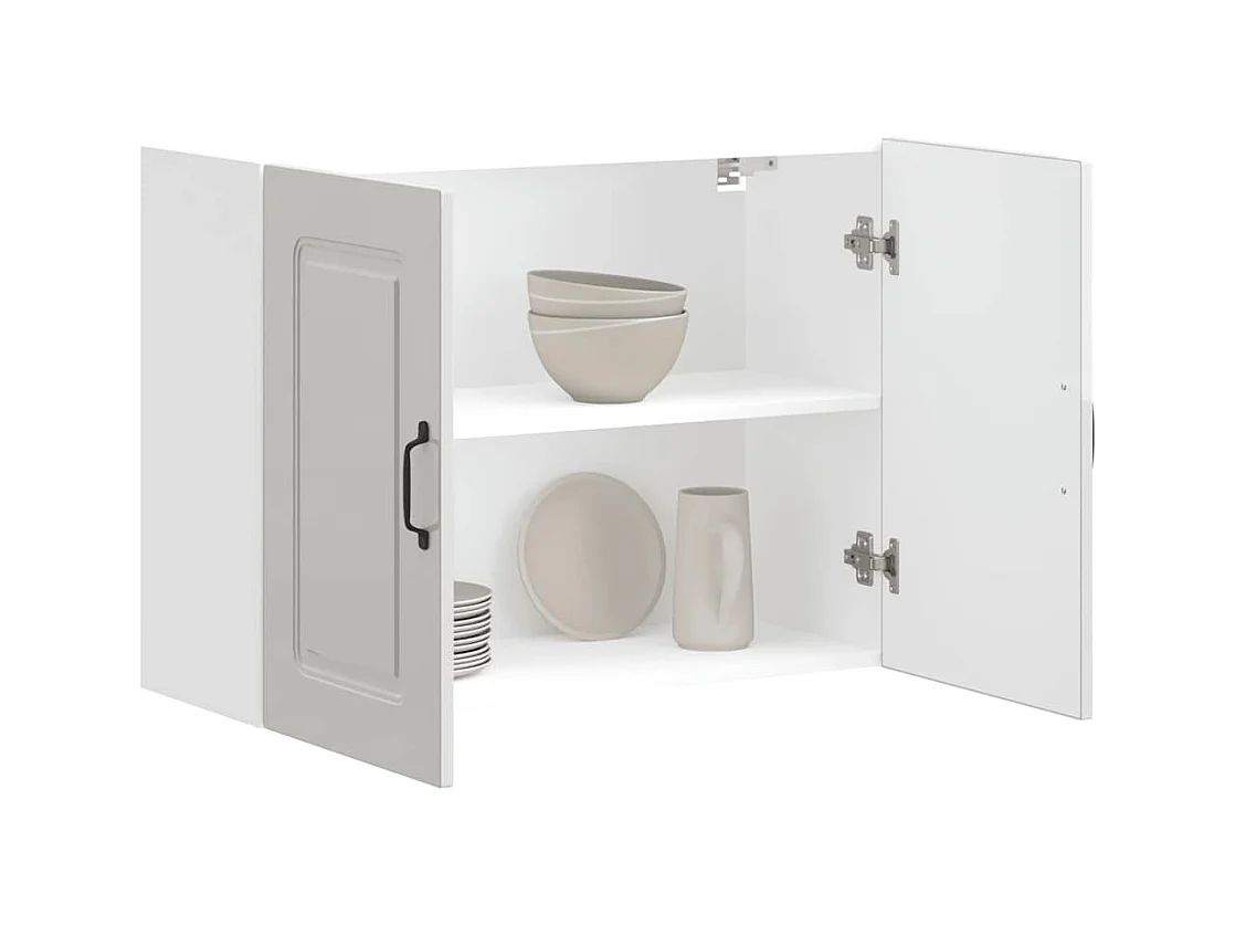 Armoire murale de cuisine blanc brillant bois ingénierie