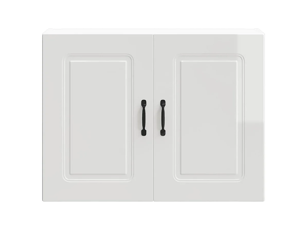 Armoire murale de cuisine blanc brillant bois ingénierie