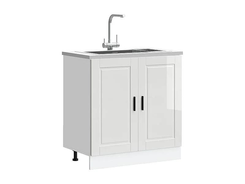 Meuble bas pour évier blanc brillant 80x46x81,5 cm