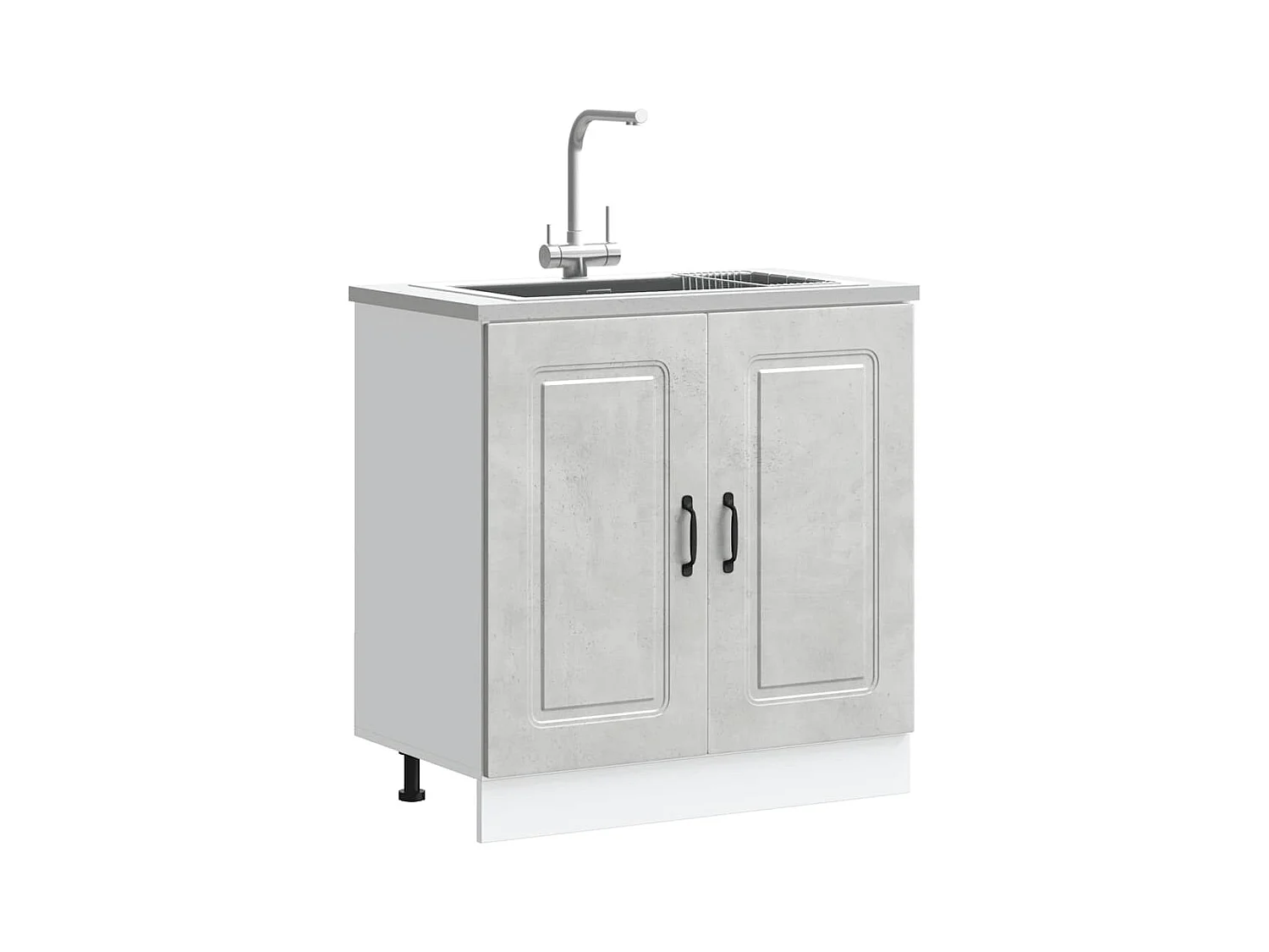 Meuble bas pour évier gris béton bois ingénierie