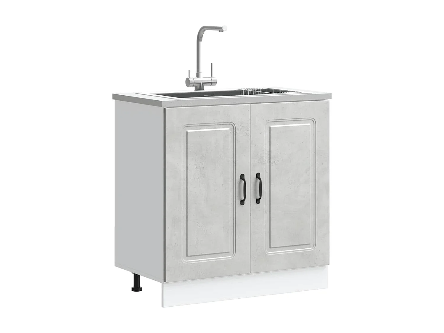 Meuble bas pour évier gris béton bois ingénierie