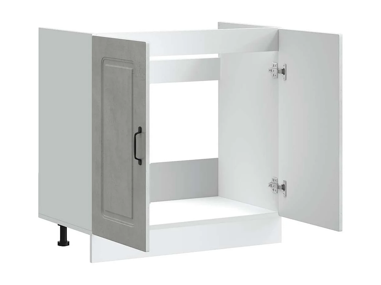 Meuble bas pour évier gris béton bois ingénierie