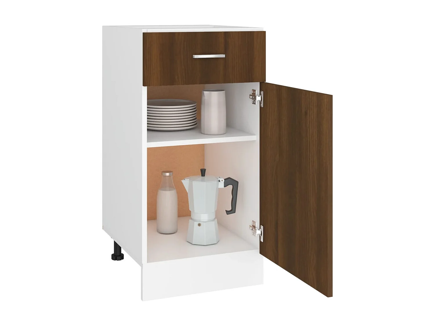 Mobiletto da terra con cassetto, rovere marrone, 40x46x81,5 cm