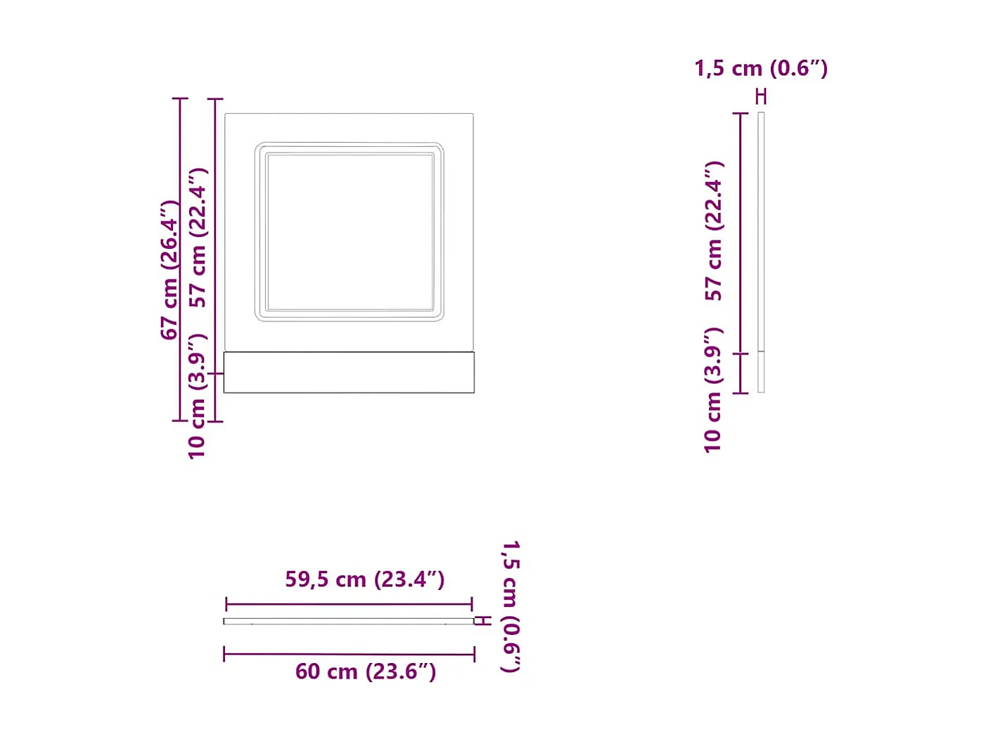 Pannello lavastoviglie bianco 60x1,5x67 cm