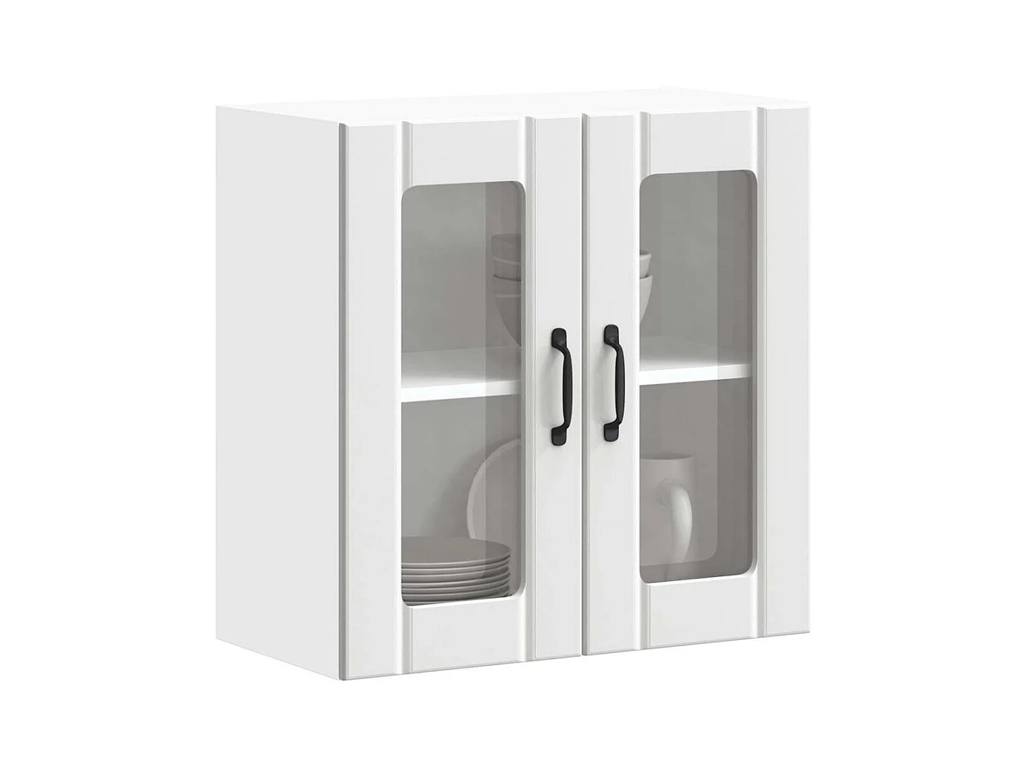 Armoire murale de cuisine avec porte en verre blanc