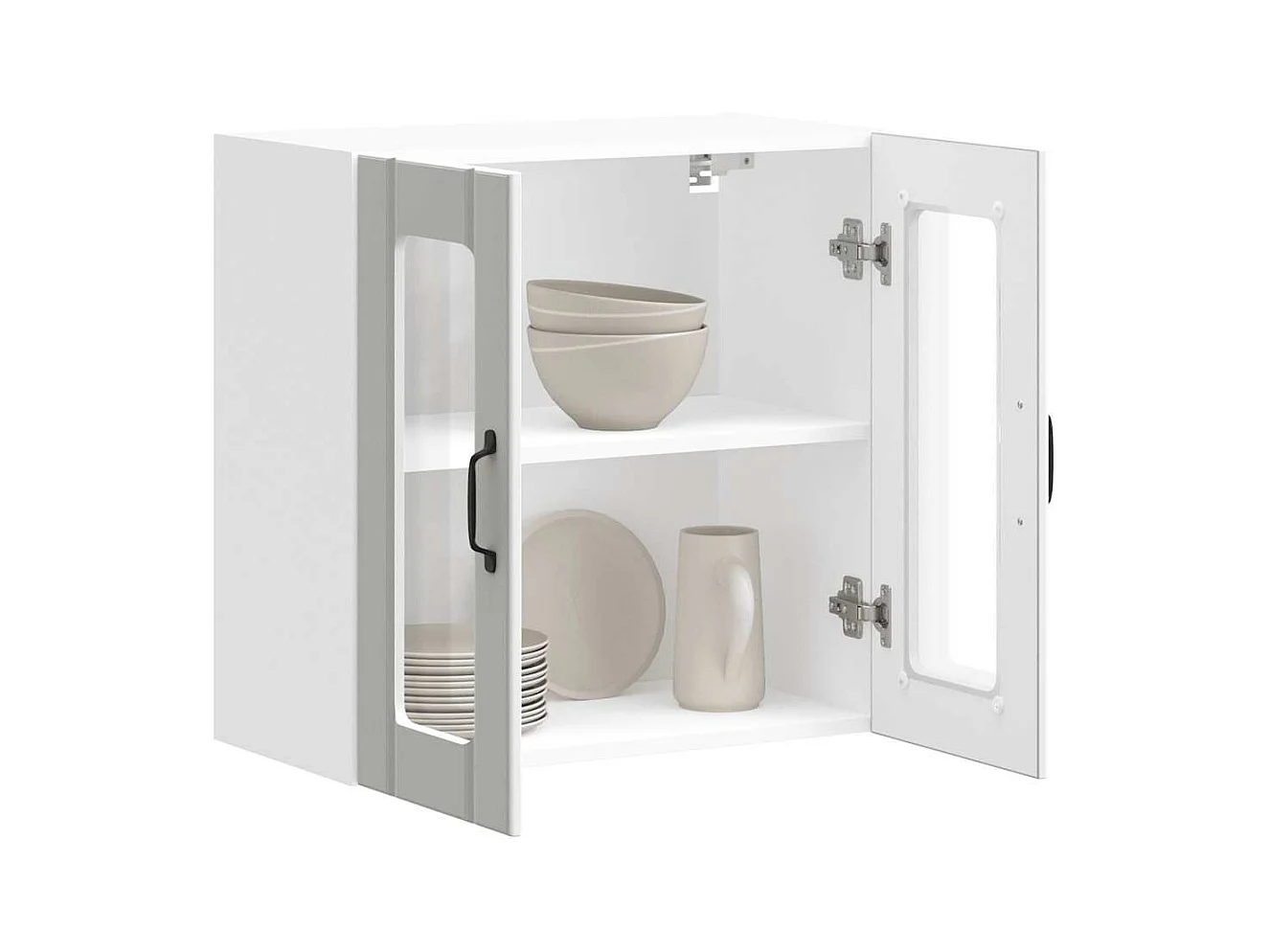 Armoire murale de cuisine avec porte en verre blanc