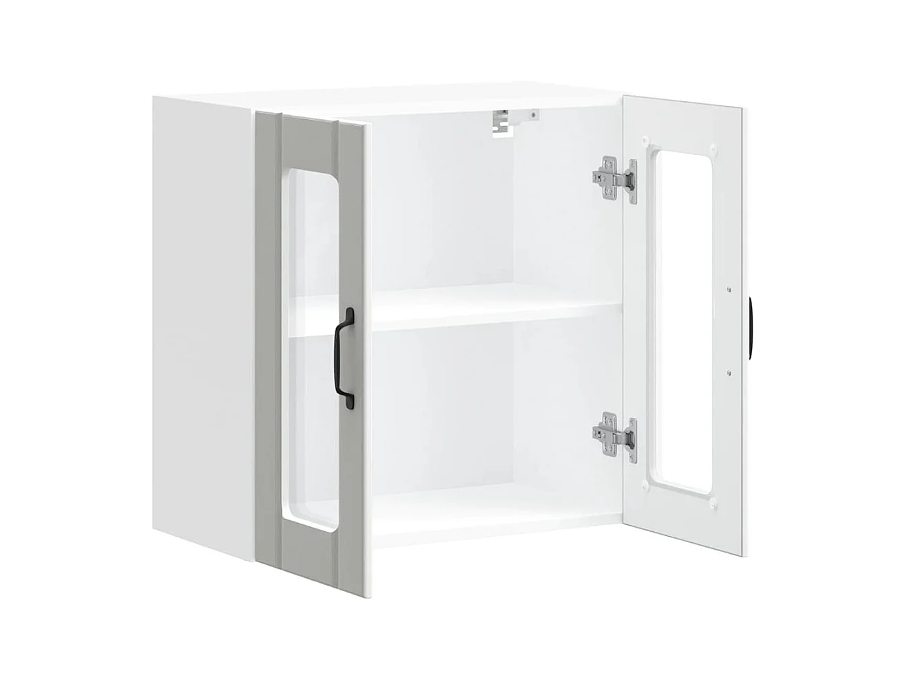 Armoire murale de cuisine avec porte en verre blanc