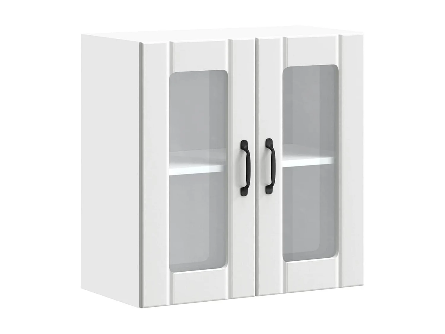 weißer Küchenwandschrank mit Glastür