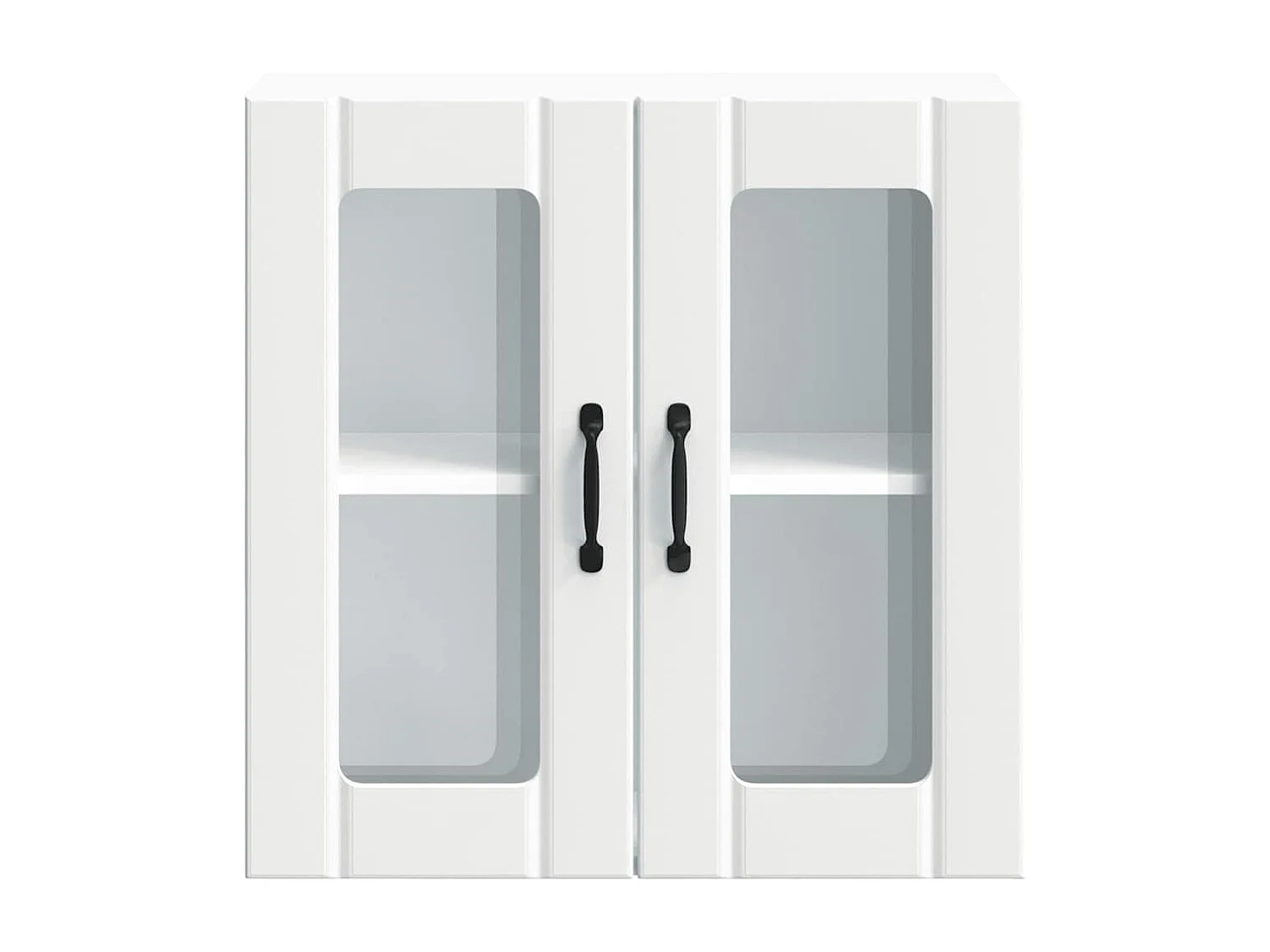 weißer Küchenwandschrank mit Glastür