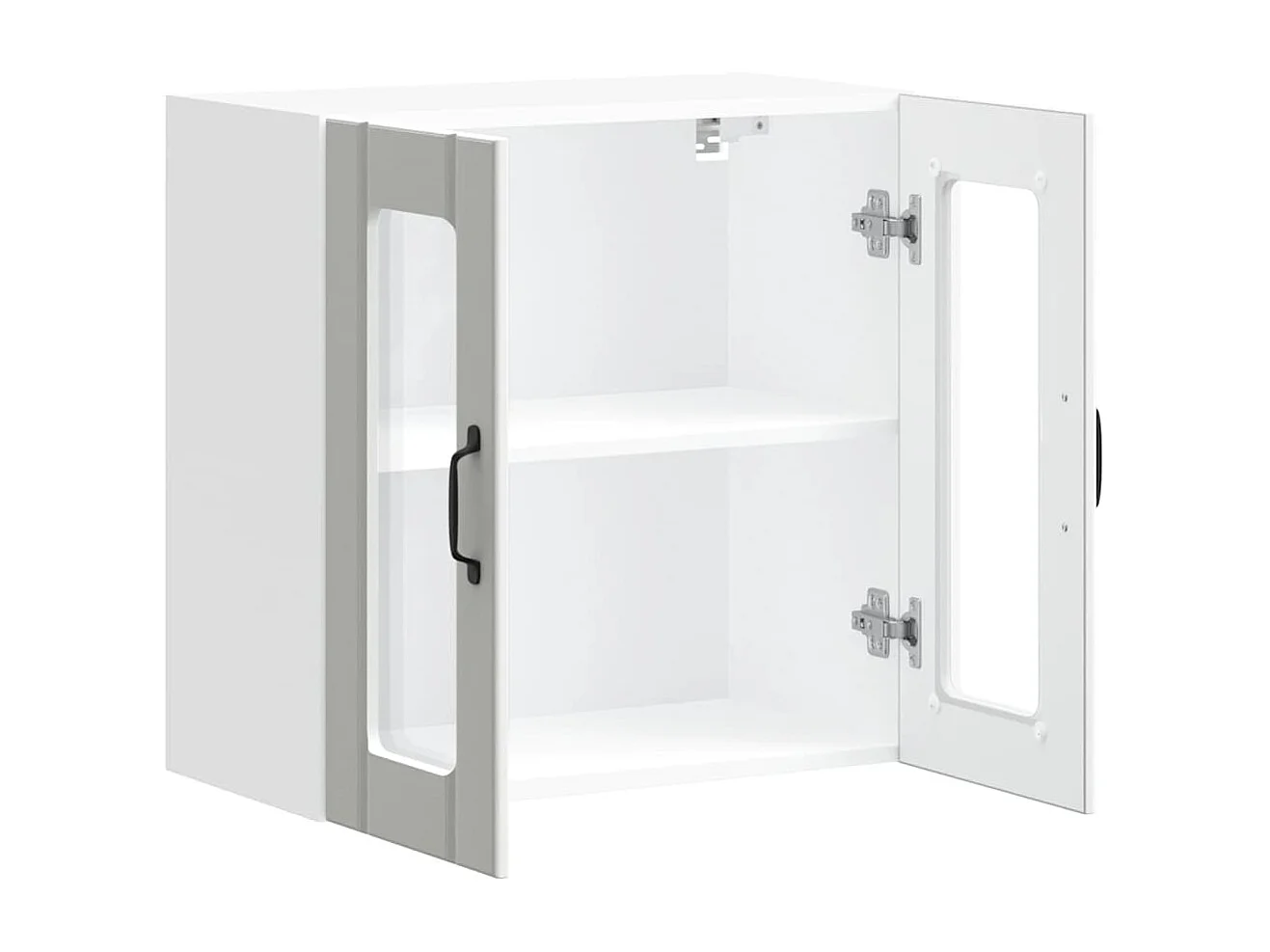 weißer Küchenwandschrank mit Glastür