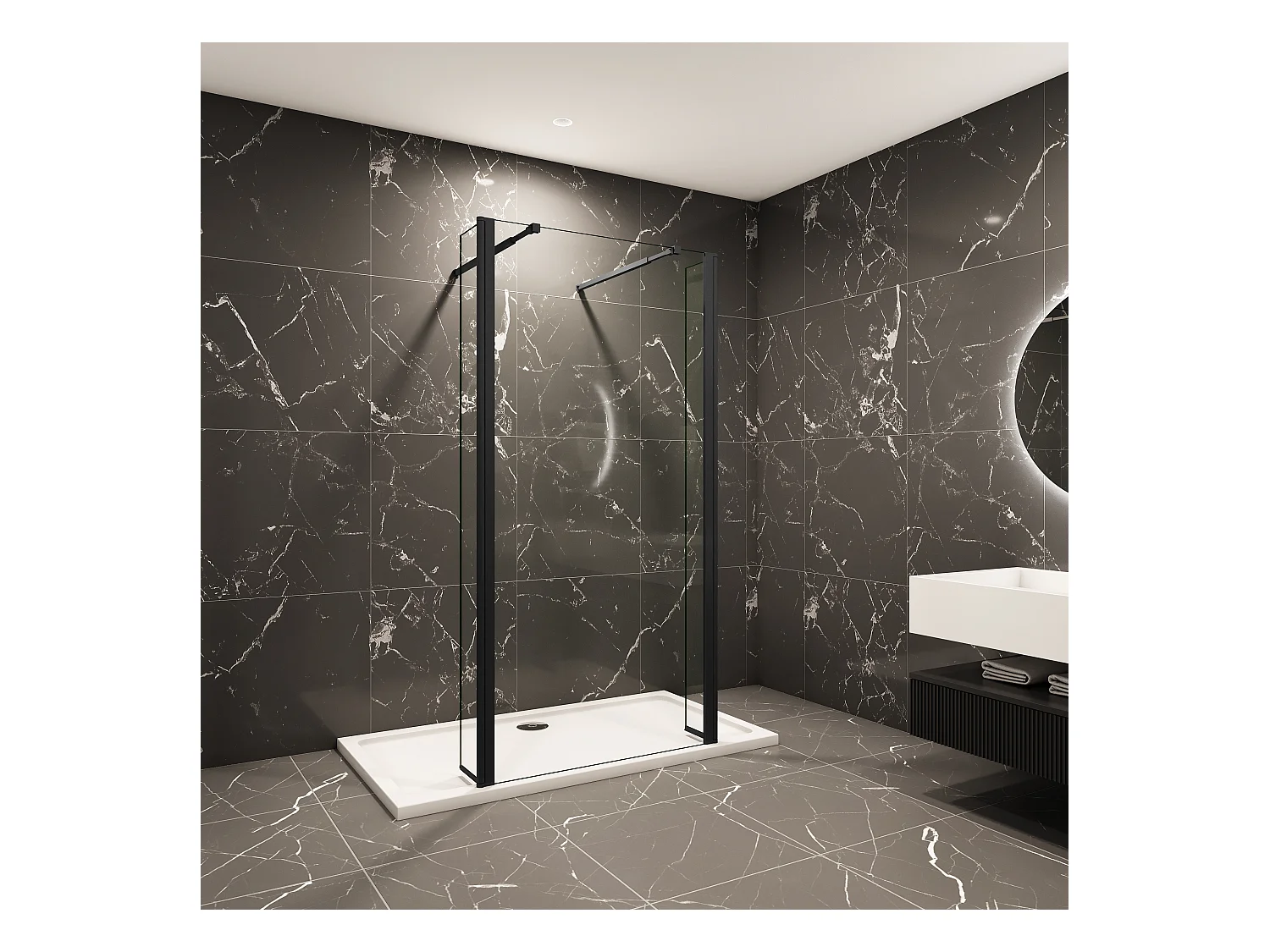 130x200cm Walk in Duschwand Panel Seitenwand Dussche 8mm NANO Glas 30cm Wasserschutzglas