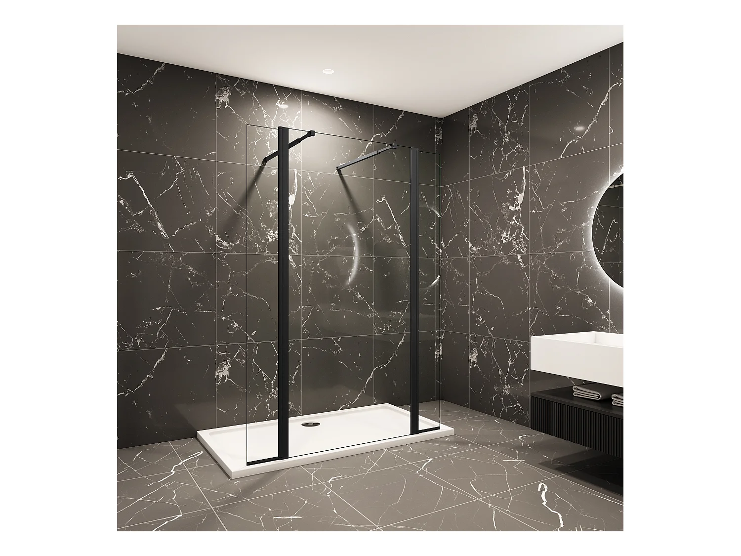 50x200cm Walk in Duschwand Panel Seitenwand Dussche 8mm NANO Glas 40cm Wasserschutzglas