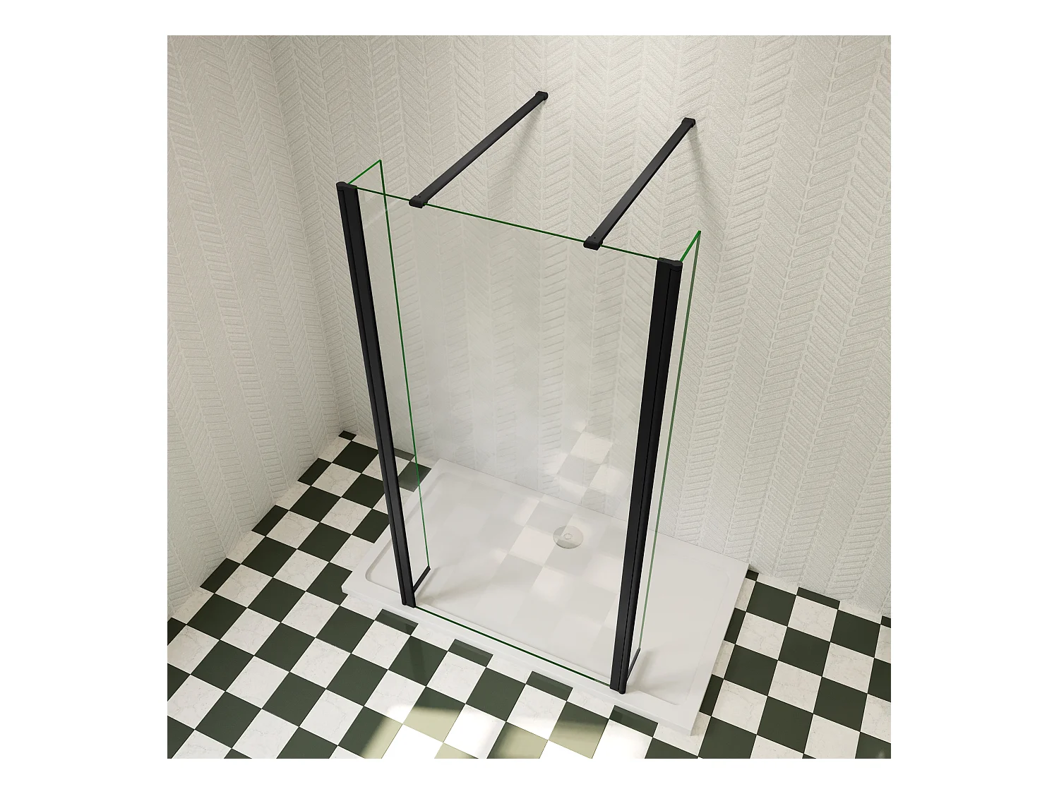 85x200cm Walk in Duschwand Panel Seitenwand Dussche 8mm NANO Glas 40cm Wasserschutzglas Stabilisationsstange L=900