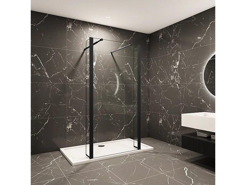 100x200cm Walk in Duschwand Panel Seitenwand Dussche 8mm NANO Glas 30cm Wasserschutzglas