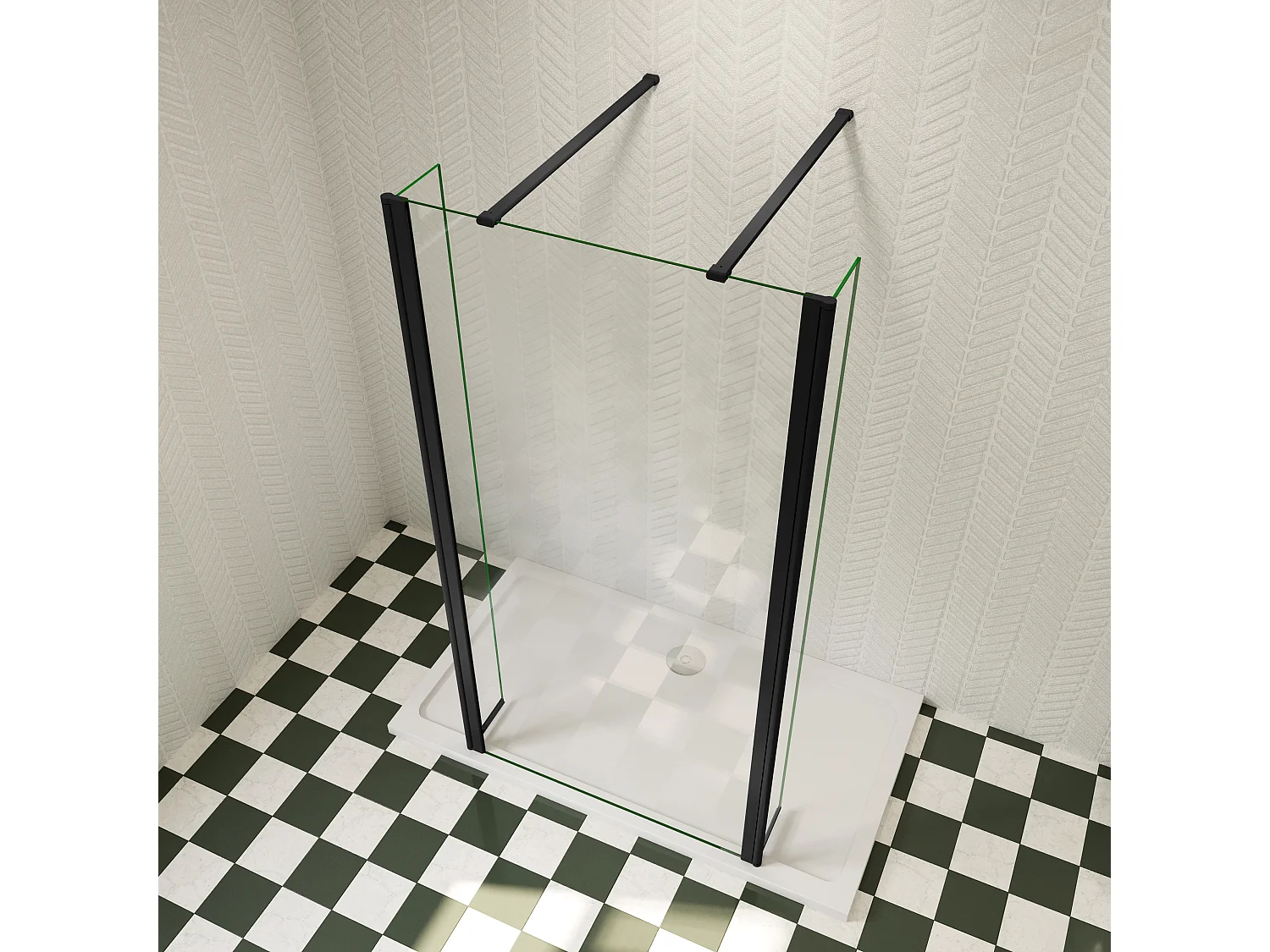 140x200cm Walk in Duschwand Panel Seitenwand Dussche 8mm NANO Glas 40cm Wasserschutzglas Stabilisationsstange L=900