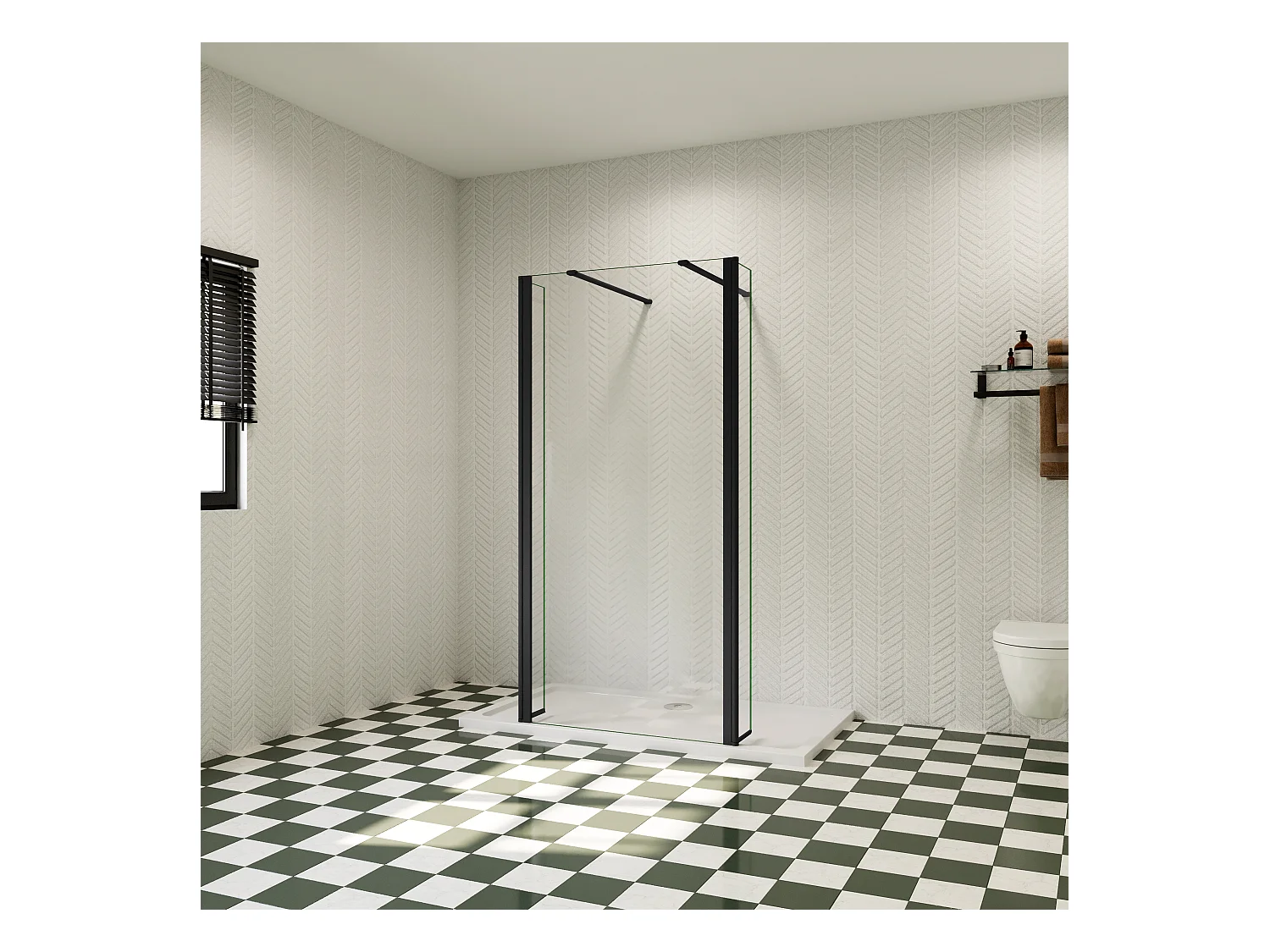 160x200cm Walk in Duschwand Panel Seitenwand Dussche 8mm NANO Glas 40cm Wasserschutzglas Stabilisationsstange L=900