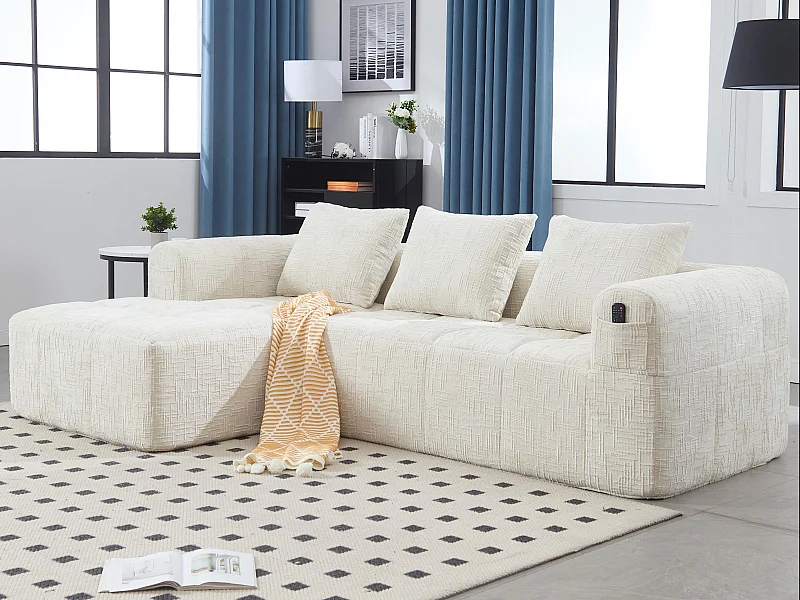 Modulaire hoekbank (chaise longue + bank) - Omvormbaar tot L, U of bed - Multifunctioneel ontwerp