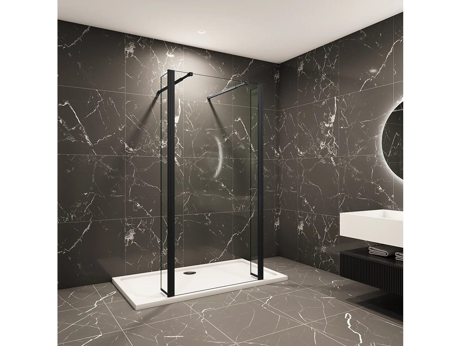 70x200cm Walk in Duschwand Panel Seitenwand Dussche 8mm NANO Glas 40cm Wasserschutzglas