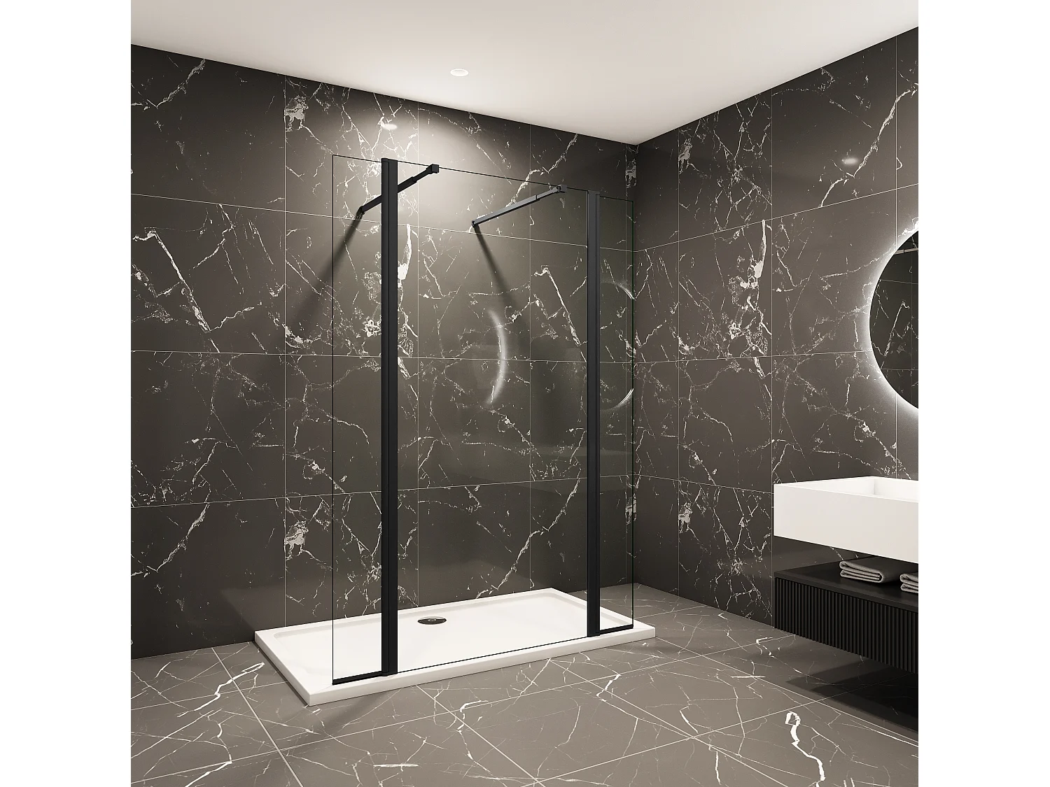 40x200cm Walk in Duschwand Panel Seitenwand Dussche 8mm NANO Glas 40cm Wasserschutzglas