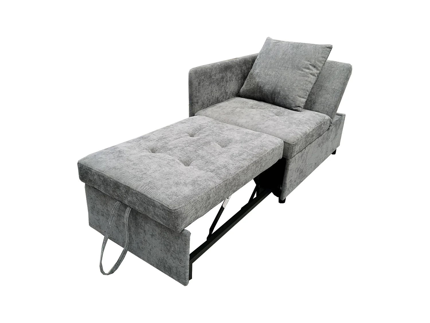 Wygodne sofa z funkcją spania 177x68x65 cm - Wielofunkcyjna sofa 3 w 1 - Len - Regulowane oparcie - Jasnoszary