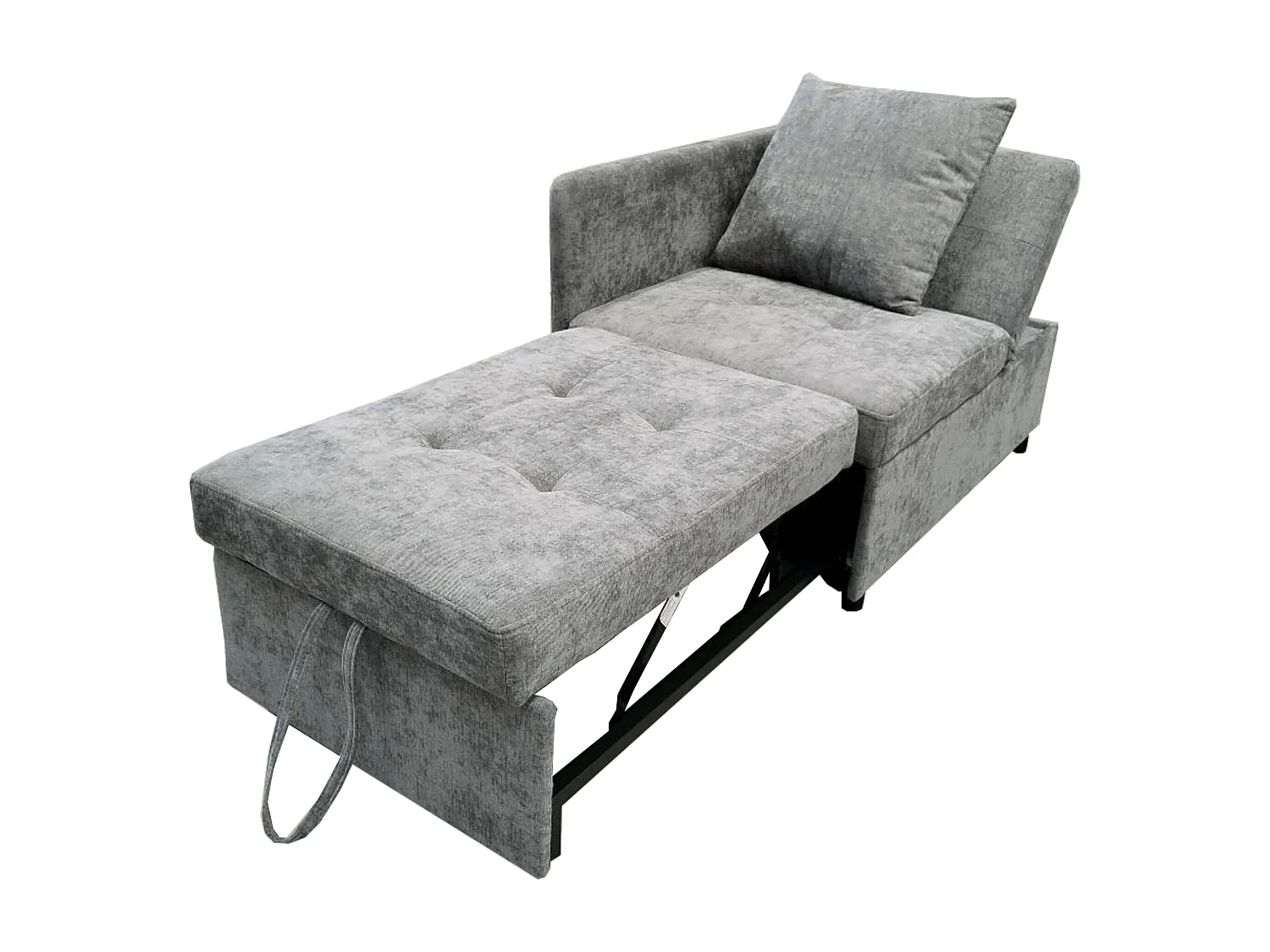 Canapé-lit rembourré 177x68x65cm - Canapé-lit multifonction 3 en 1 - Lin - Dossier réglable - Gris Clair