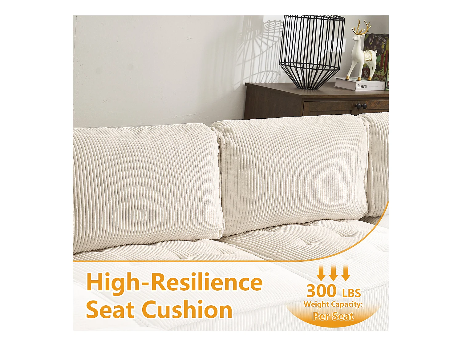 Canapé d'Angle Modulable 6 Places en Velours Beige - Modulable à Volonté - Design contemporain